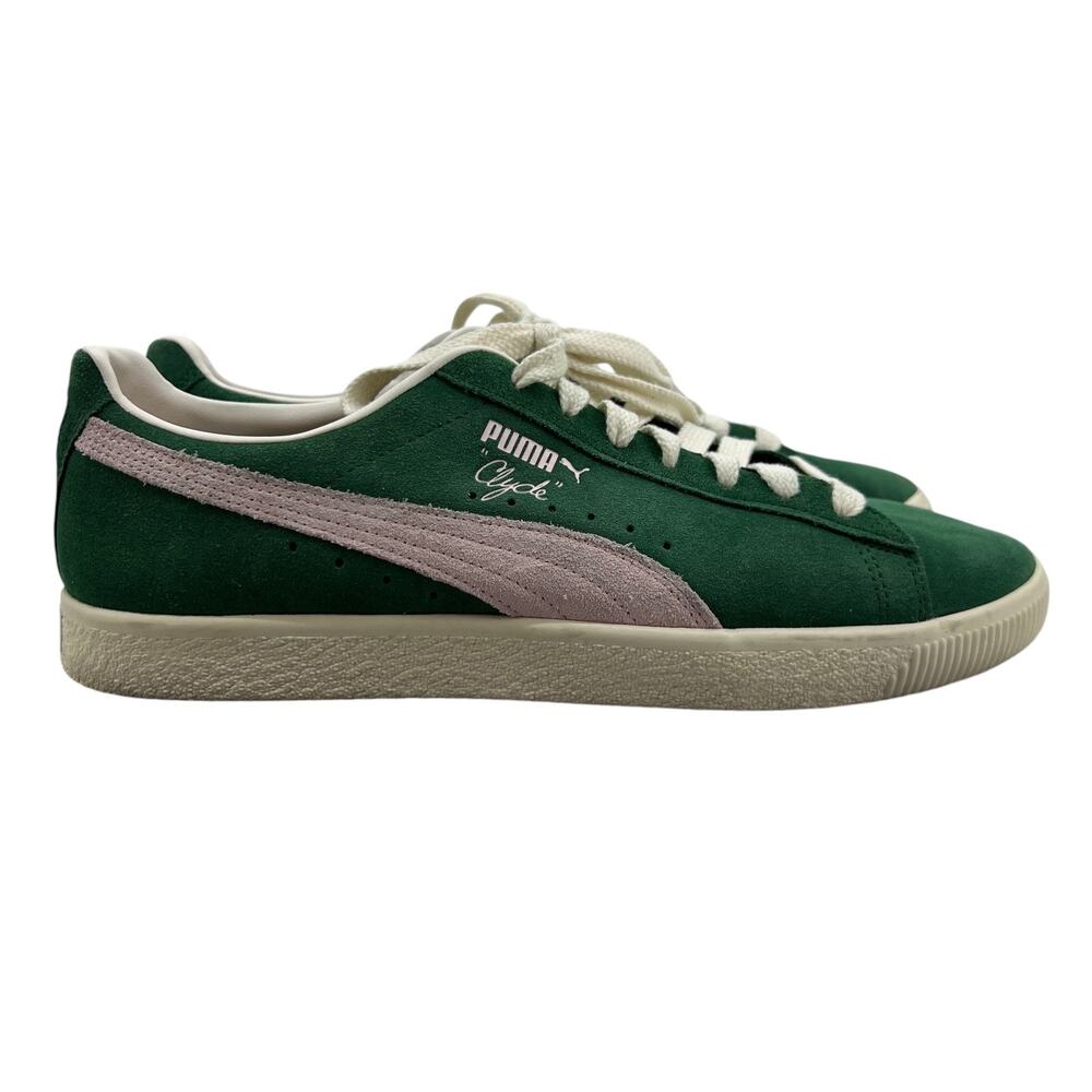 Puma Mens 13 Shoe Green Suede Clyde OG Lace Up Low Top Sneaker Retro 391962-10